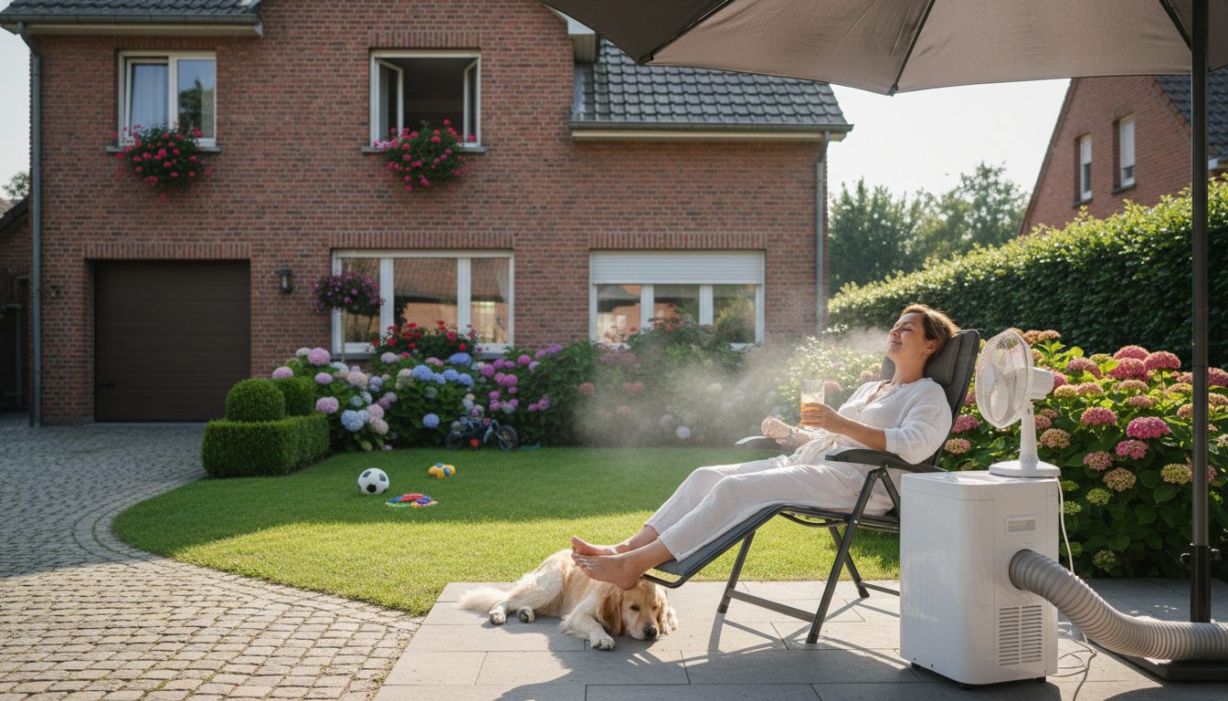 Airconditioning installatie bij bakstenen woning in Vlaanderen