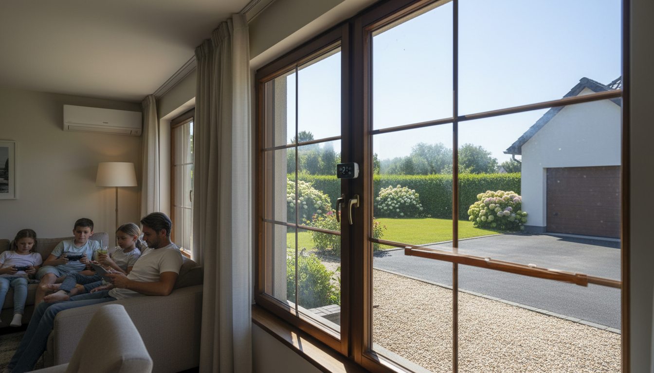 Airconditioning installatie bij bakstenen woning in Vlaanderen
