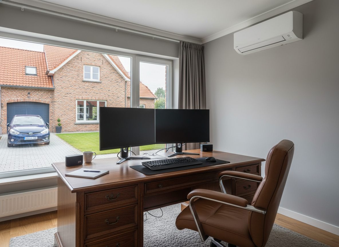 Airconditioning installatie bij moderne woning in Vlaanderen